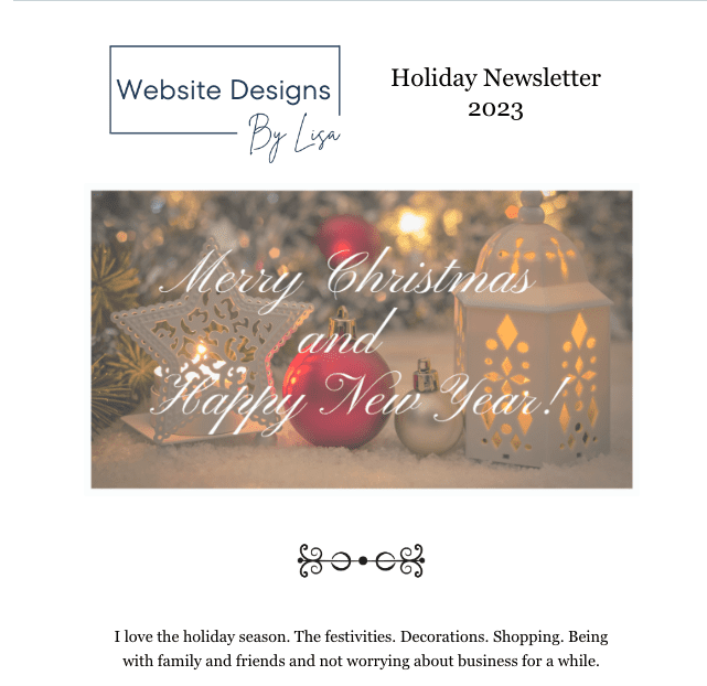 Dec 2023 Newsletter - Website Designs By Lisa